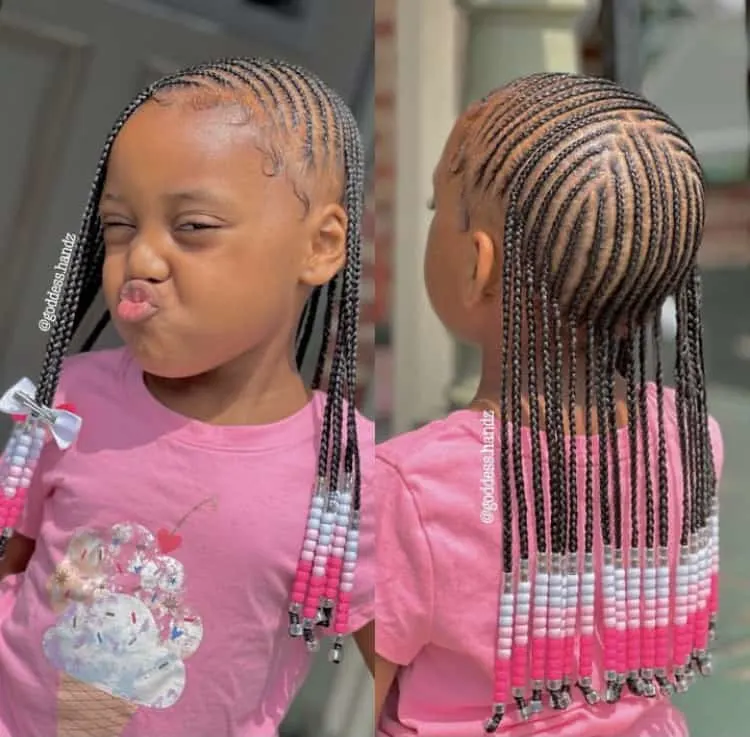 kids lemonade braids with beads