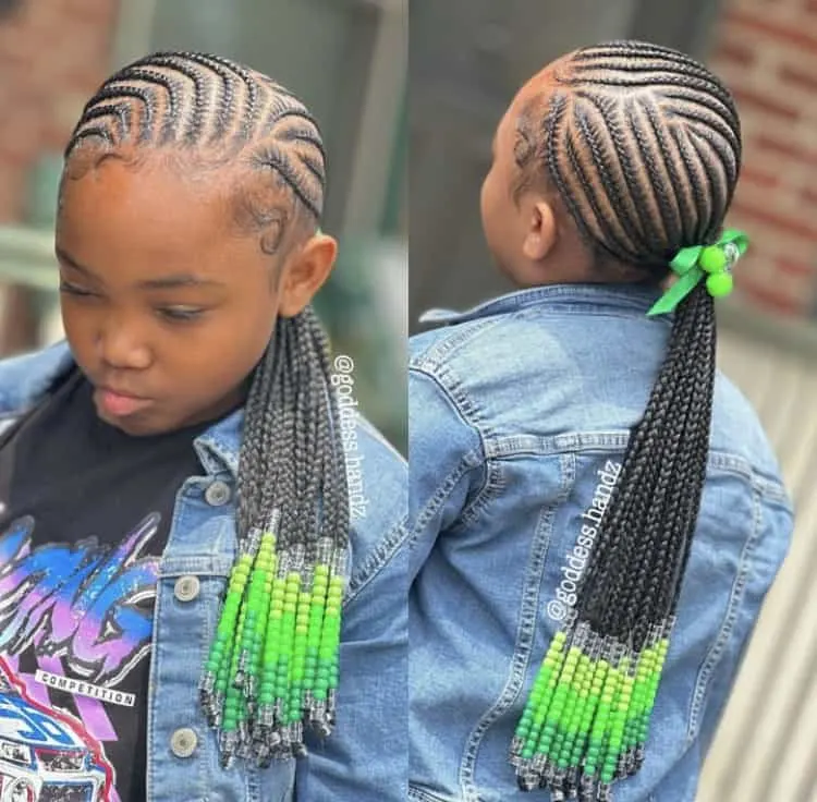 kids cornrows with beads