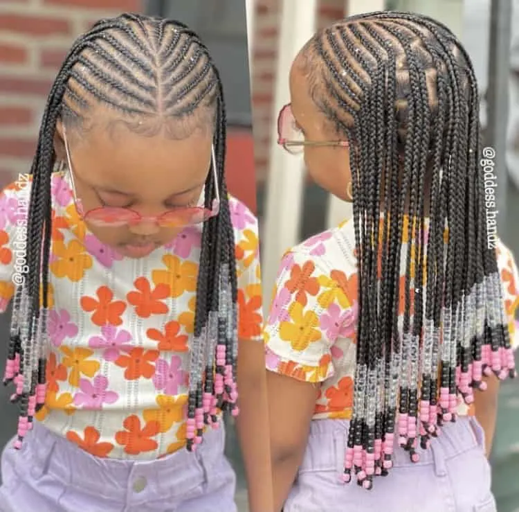 kids fulani braids with beads