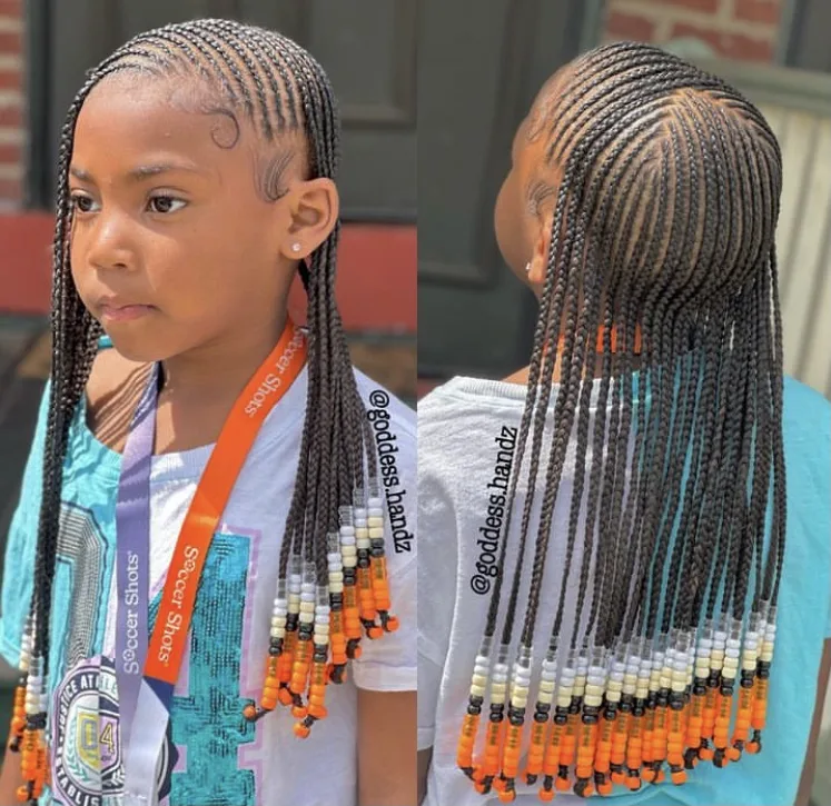 kids lemonade braids with mixed color beads