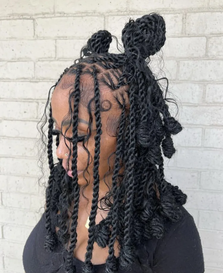 boho side bun invisible locs