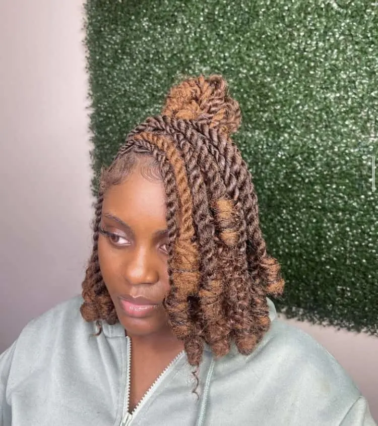 brown mix bob invisible locs side part up do