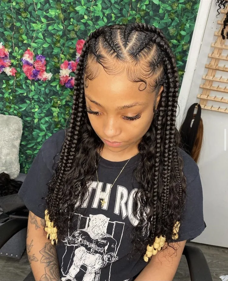 stitch braids with a curly hair sew in