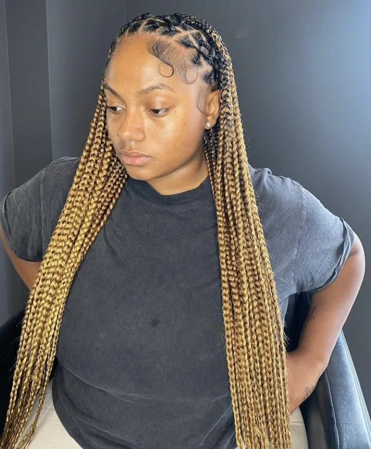 mixed criss cross knotless braids