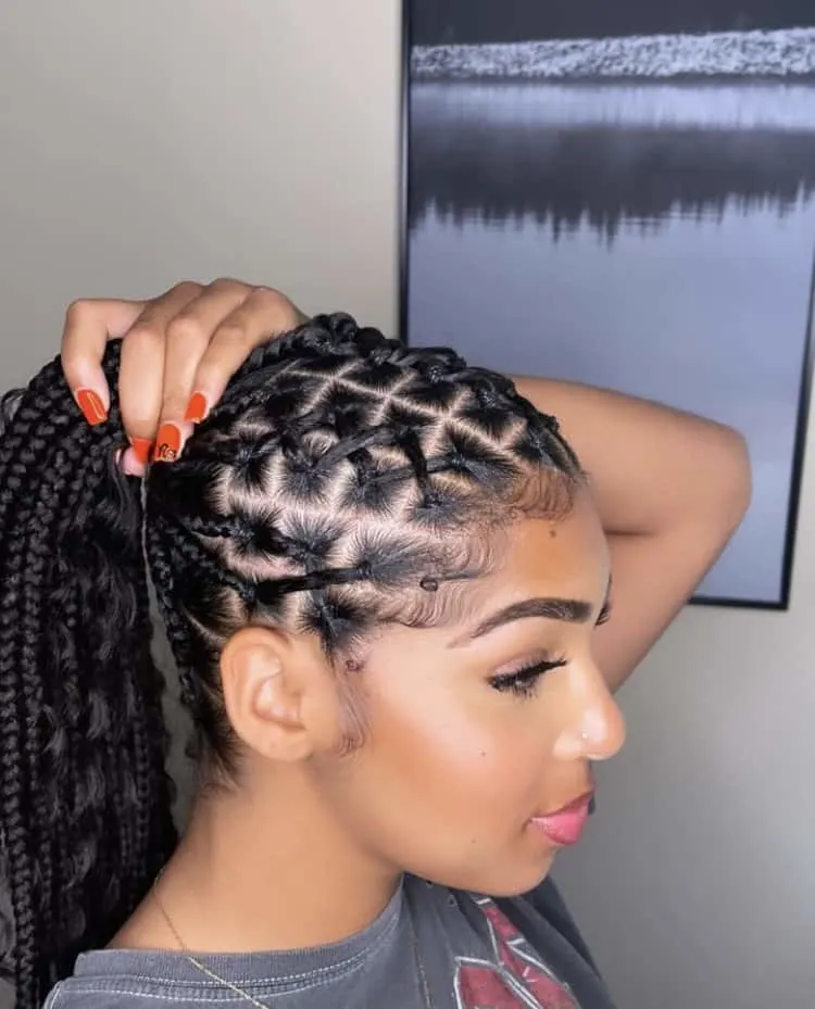 rubber band knotless braids