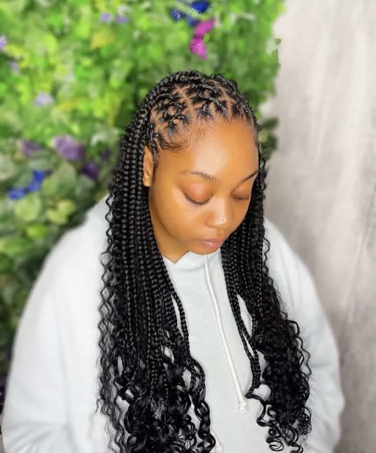 boho criss cross knotless braids 