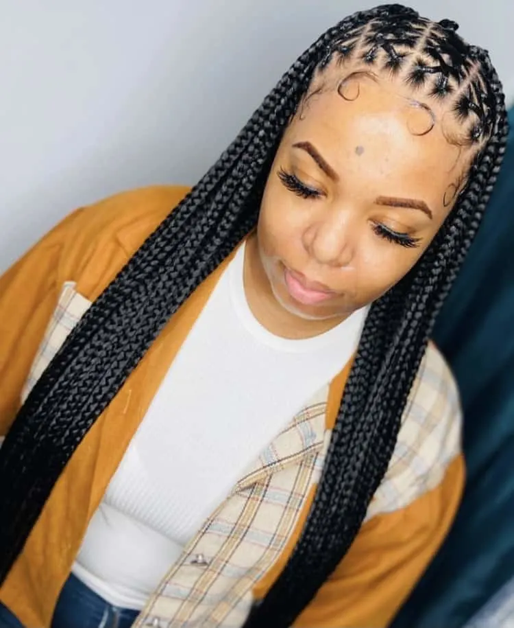 medium criss cross knotless braids 