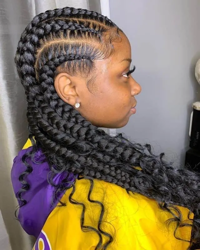 bohemian cornrow braids with curly ends