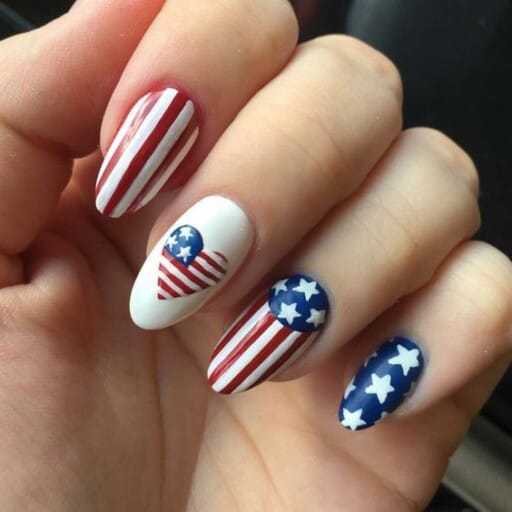 4th of July nails | red, white, and blue nails