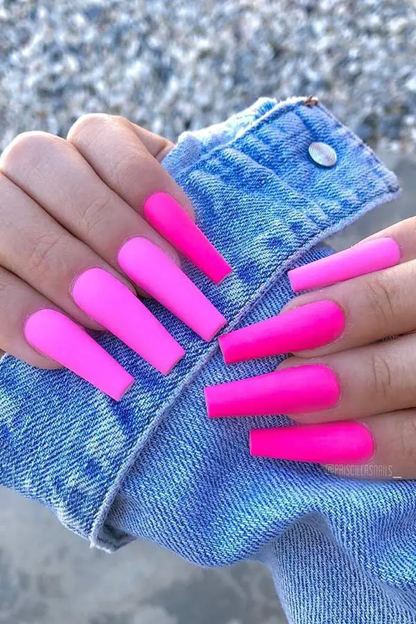 The top hot pink nails, neon pink nails, hot pink nail designs, and neon pink nail designs