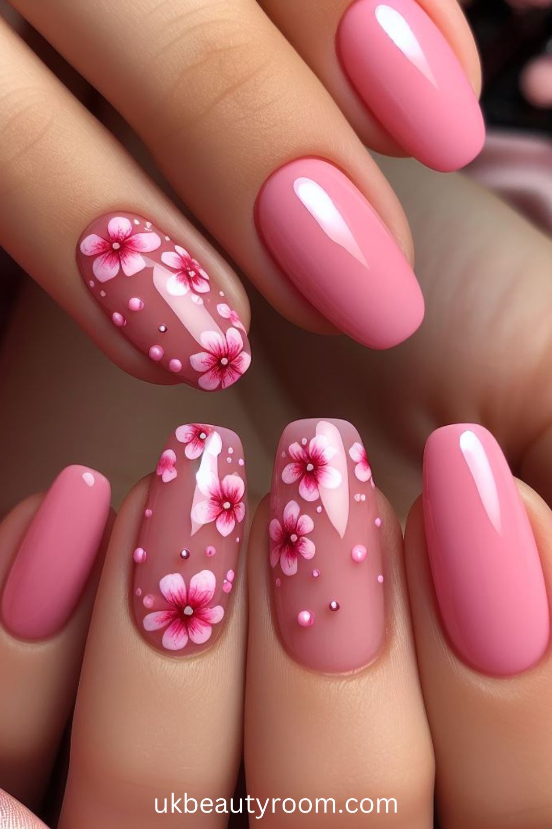 Pink Floral Nail Art