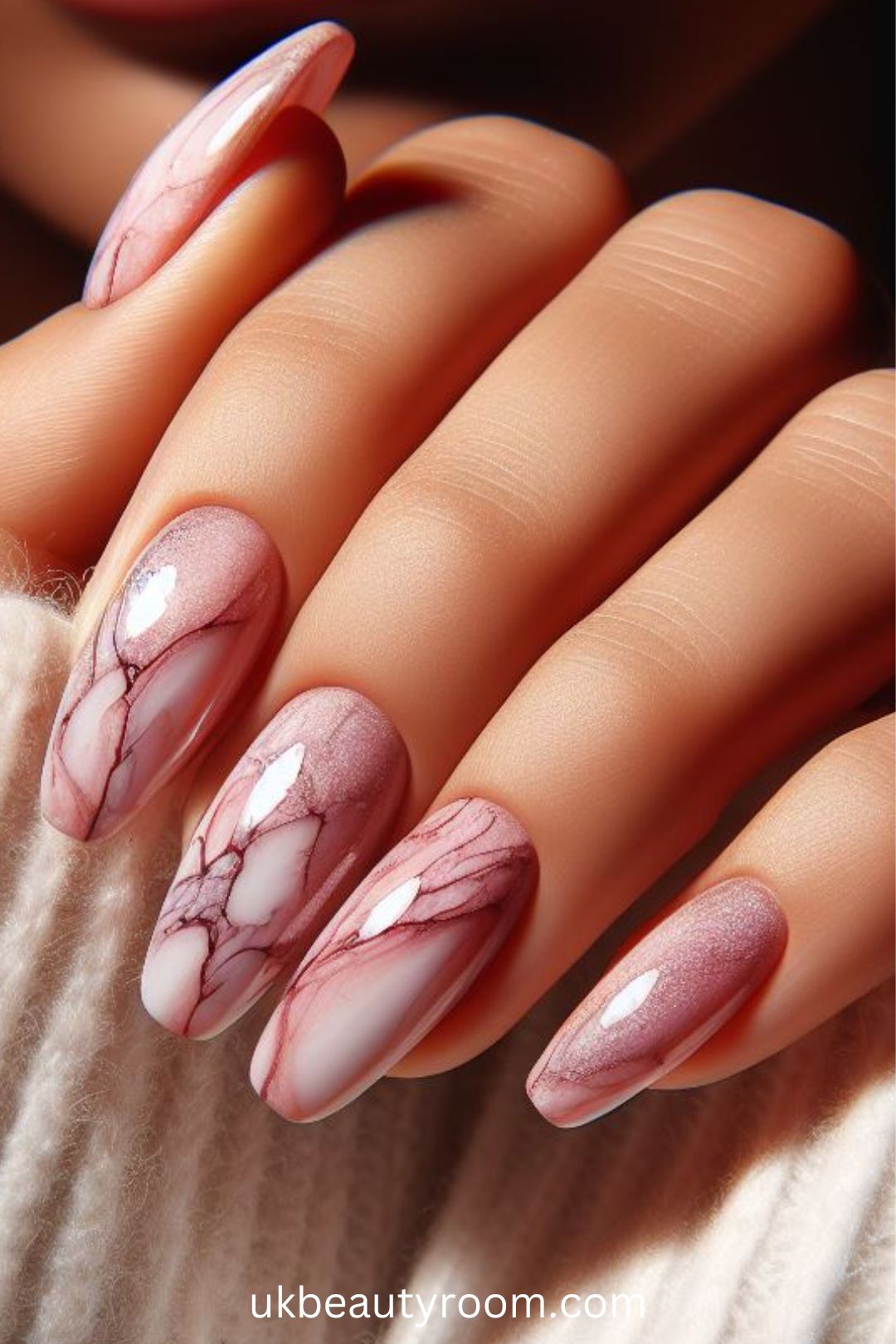 Pink Marble Nails