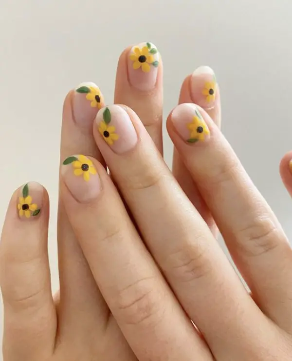 The best sunflower nails & sunflower nail designs