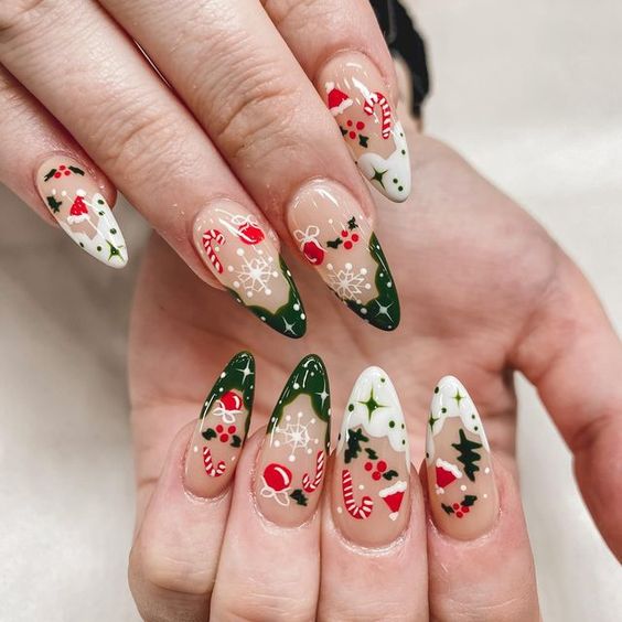 christmas acrylic nails