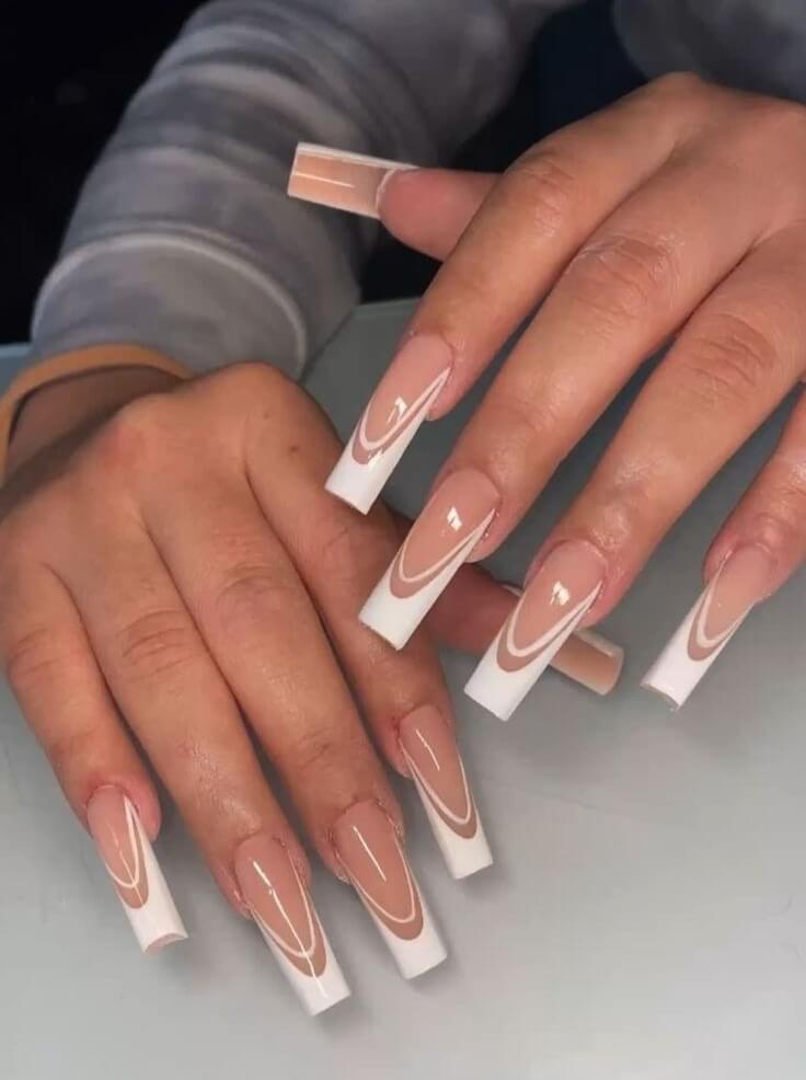 White valentine's nails