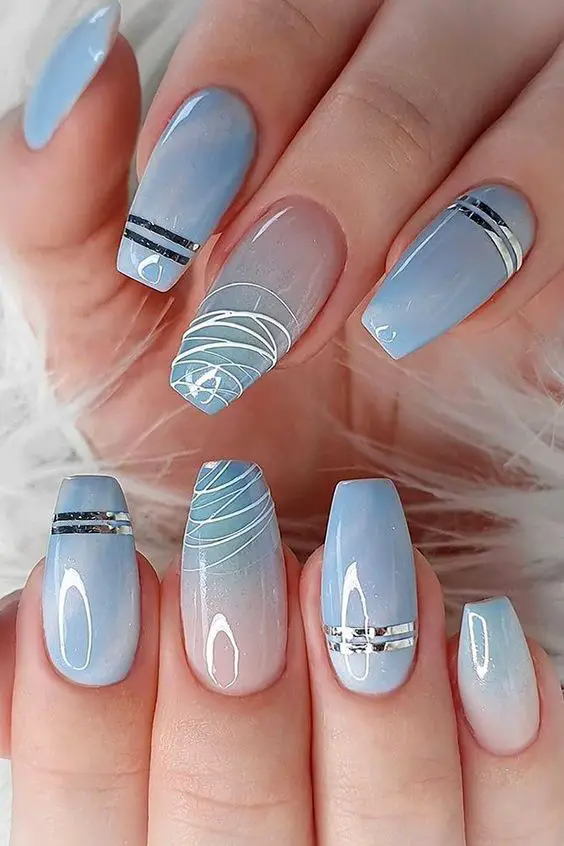 Baby blue nails and baby blue nail designs