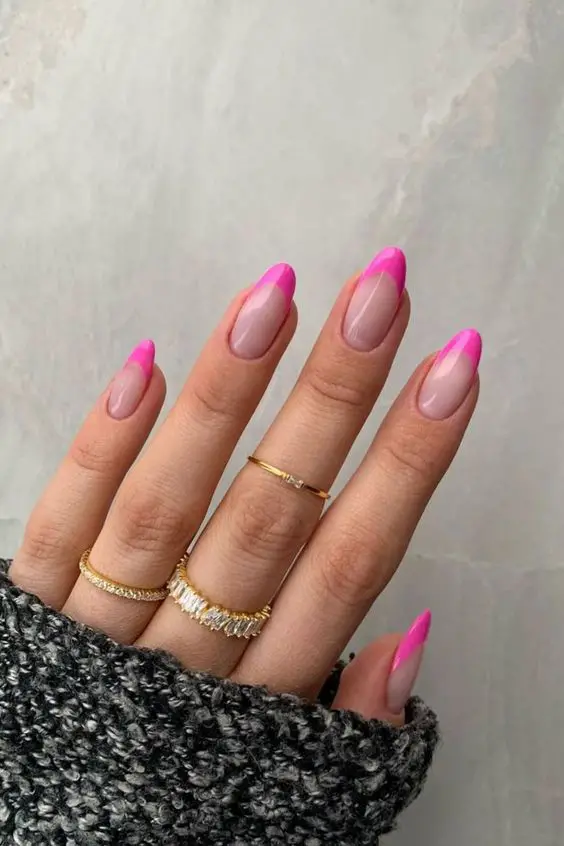 pink tip nails, pink french tip nails, pink nails