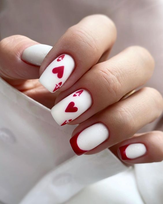 White valentine's nails