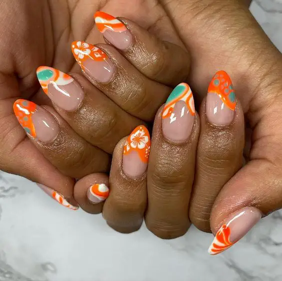 Tropical nails | Hawaiian nails and Hawaiian nail designs | 