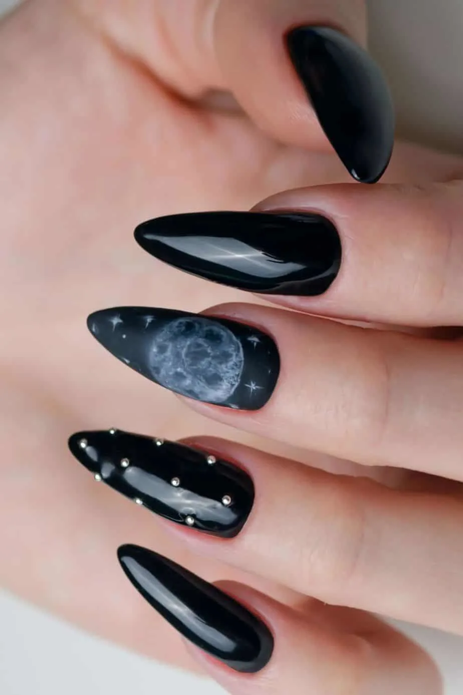 Black Nails with Stars