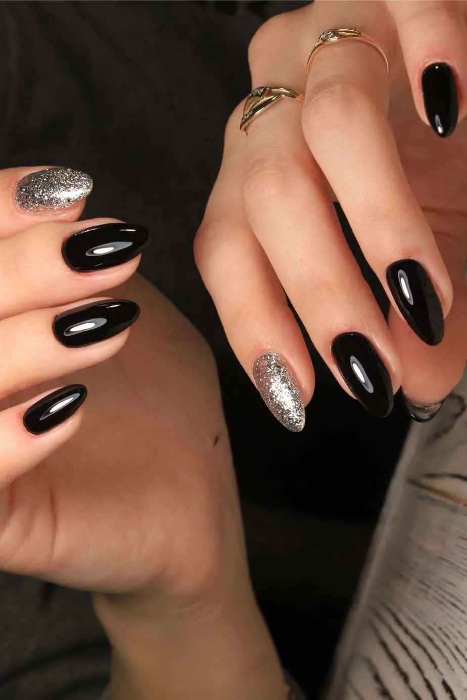 Black and Silver Nail Design