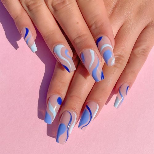 blue and white nails, white and blue nails, blue nails, white nails