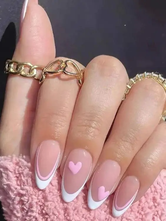 White valentine's nails