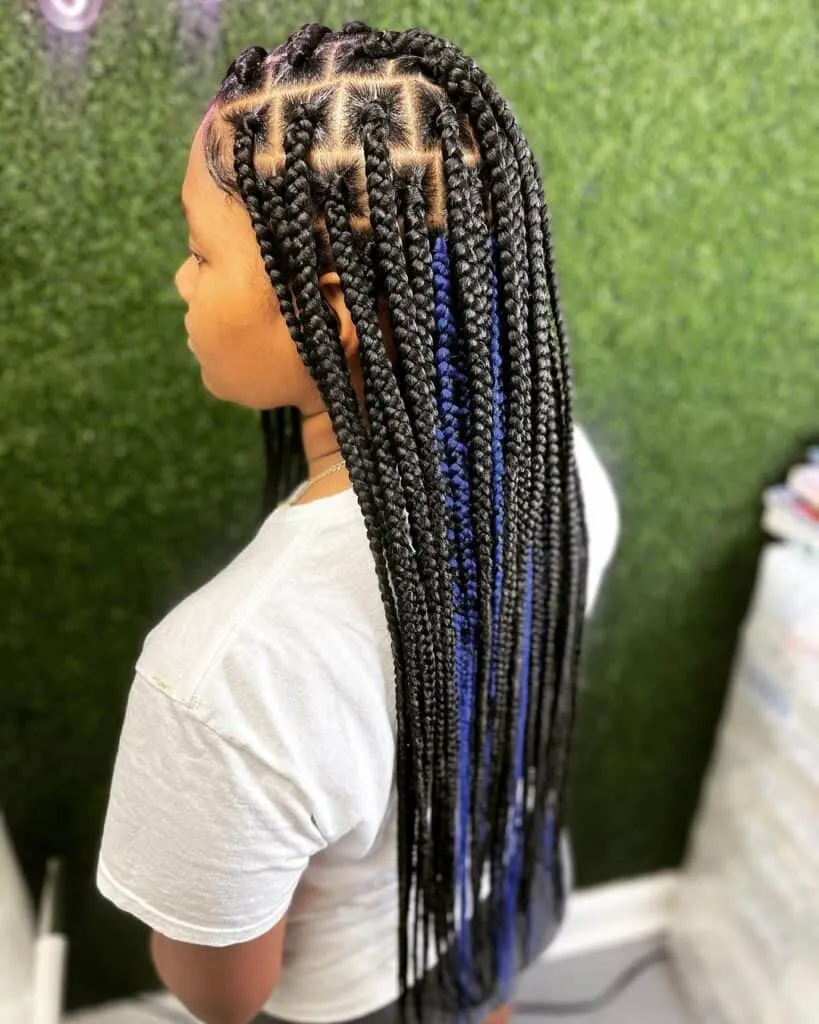 blue jumbo peekaboo braids 