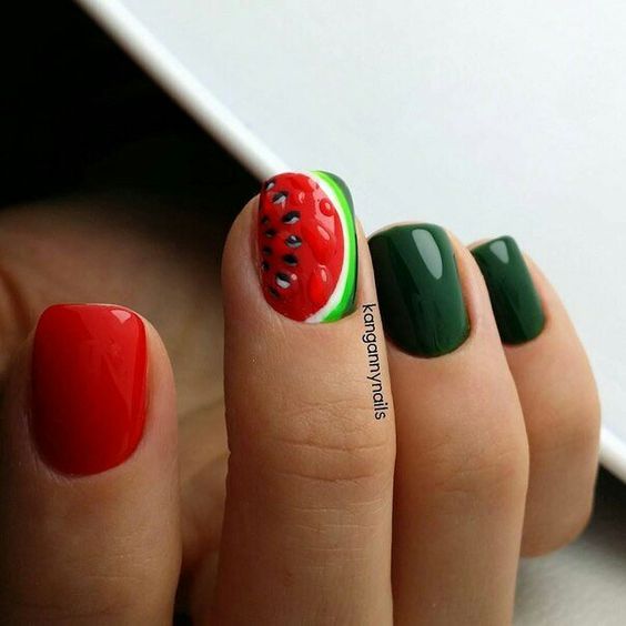 See these watermelon nails, watermelon nail art, and fruit nails 