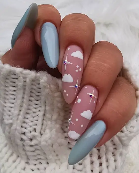 The top blue nails and blue nail ideas including light blue nails, blue acrylic nails, blue nail designs, blue nail art, trendy blue nails, royal blue nails, and short blue nails