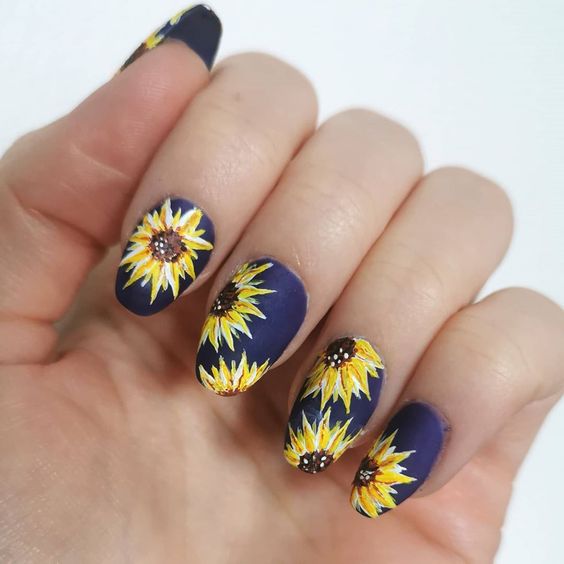 The best sunflower nails & sunflower nail designs