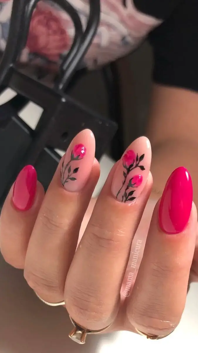 The prettiest pink rose nails and rose nail designs for your next manicure