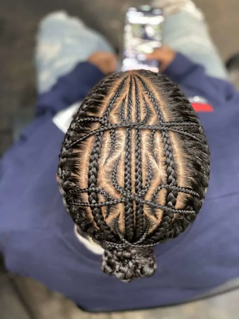 cornrow braids with intricate patterns