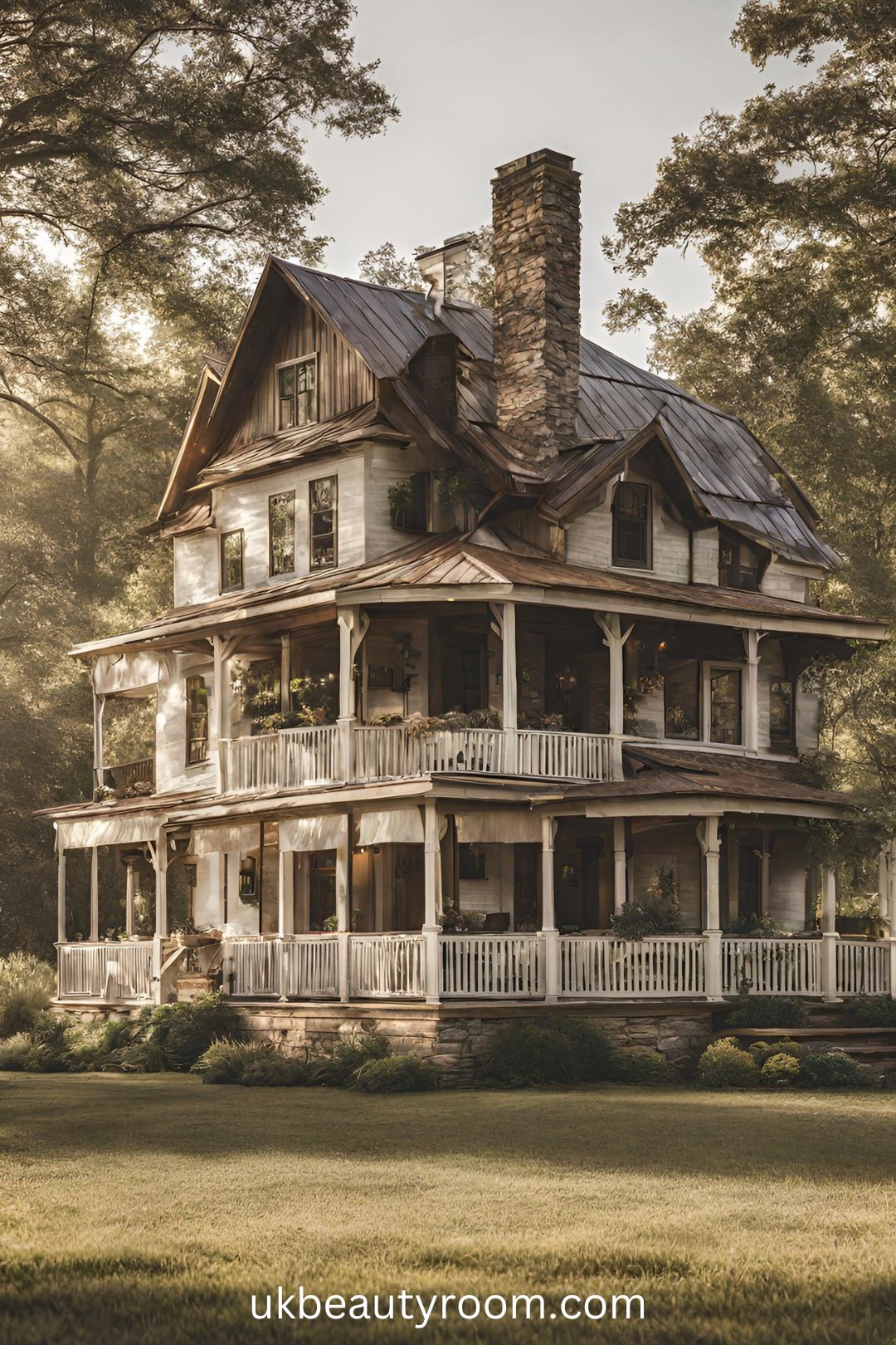 Rustic Farmhouse with a Wraparound Porch