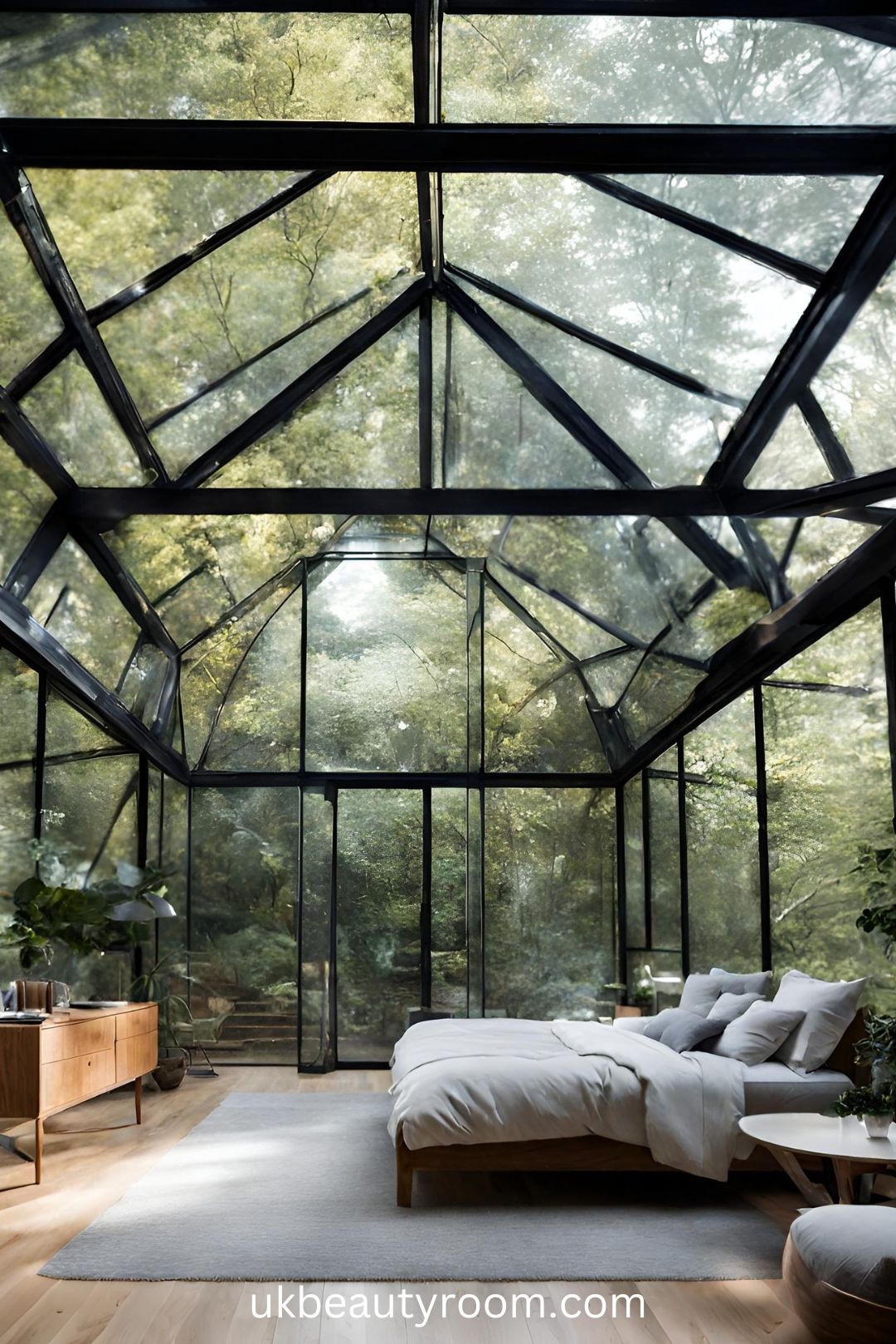 Glass House with a Transparent Roof for Stargazing