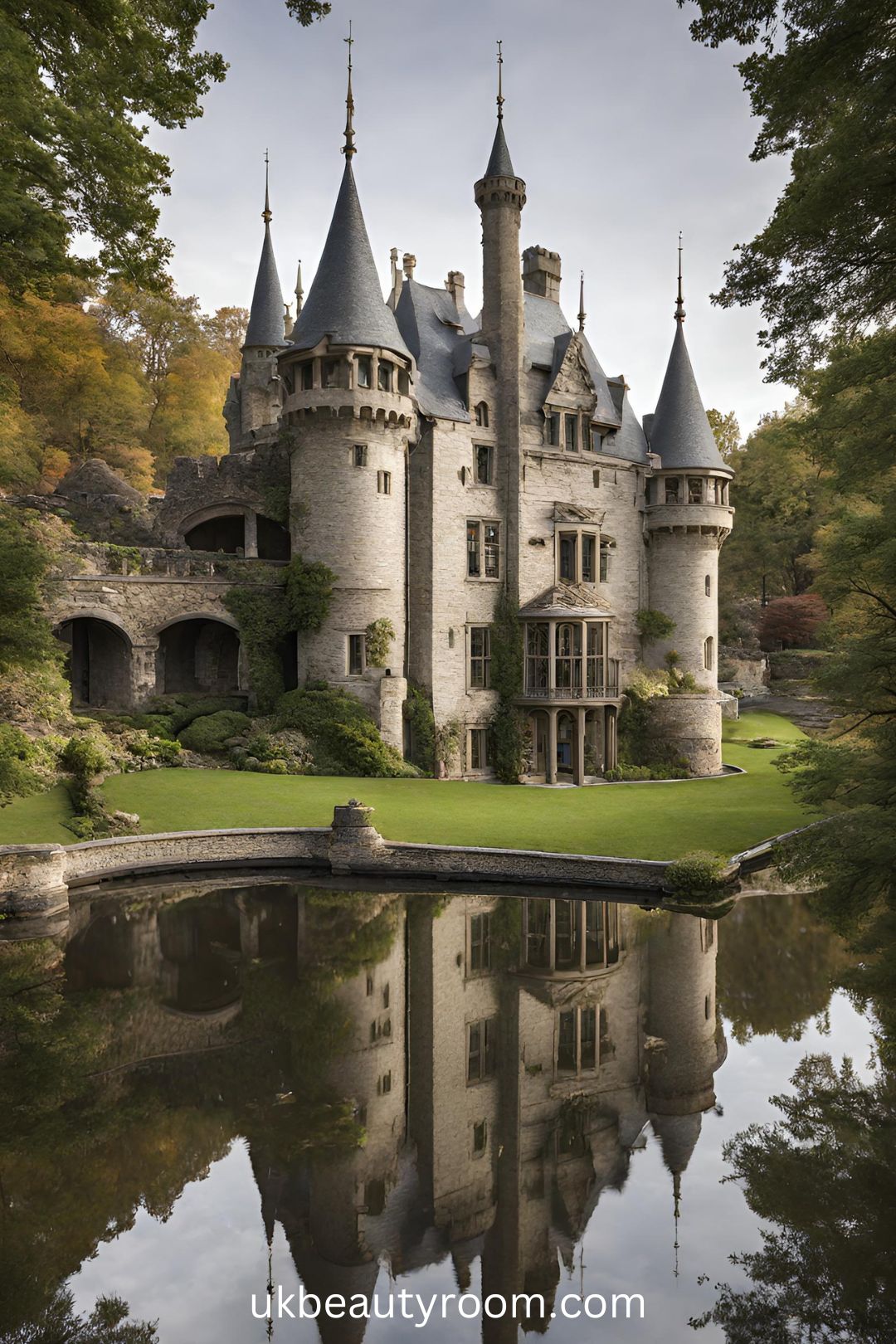 Castle-Like Residence with Turrets and a Moat