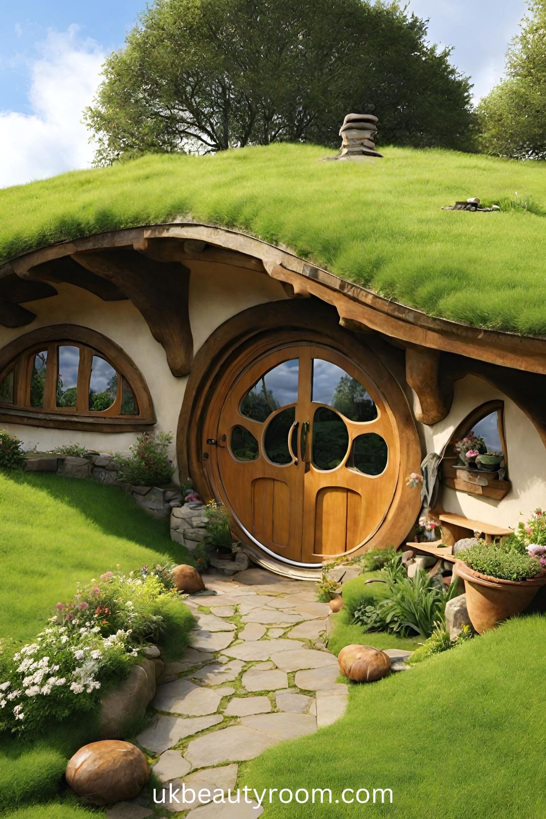 Hobbit-Style Underground Dwelling with a Grassy Roof