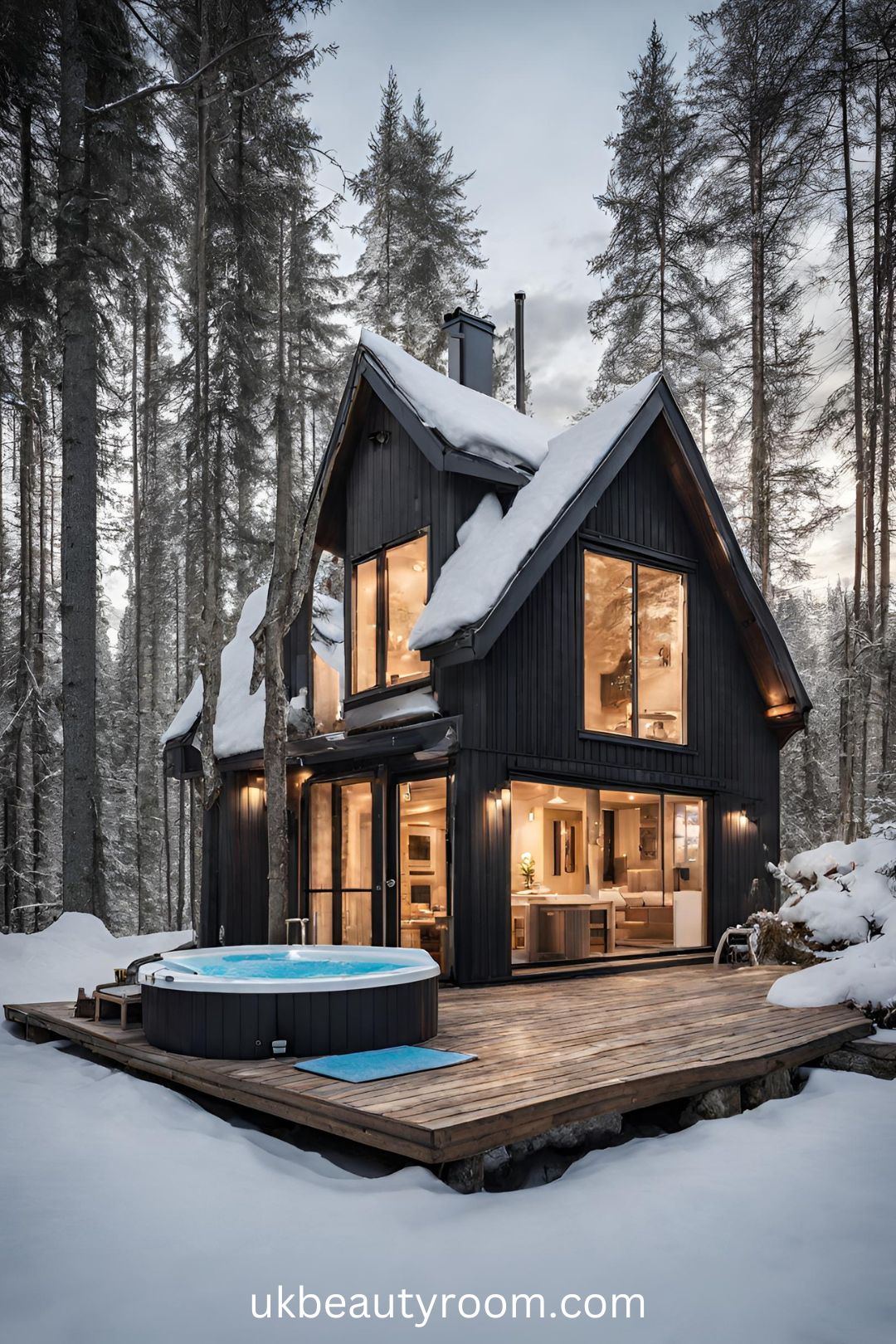 Scandinavian-Style Cottage with a Sauna and Hot Tub