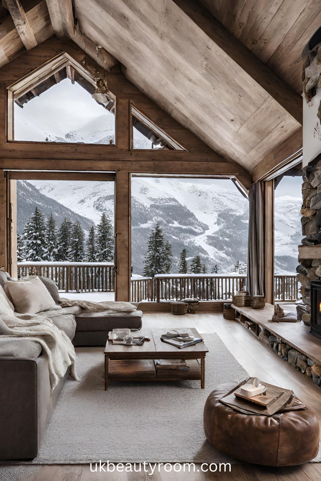 Ski Chalet Nestled in the Snowy Mountains