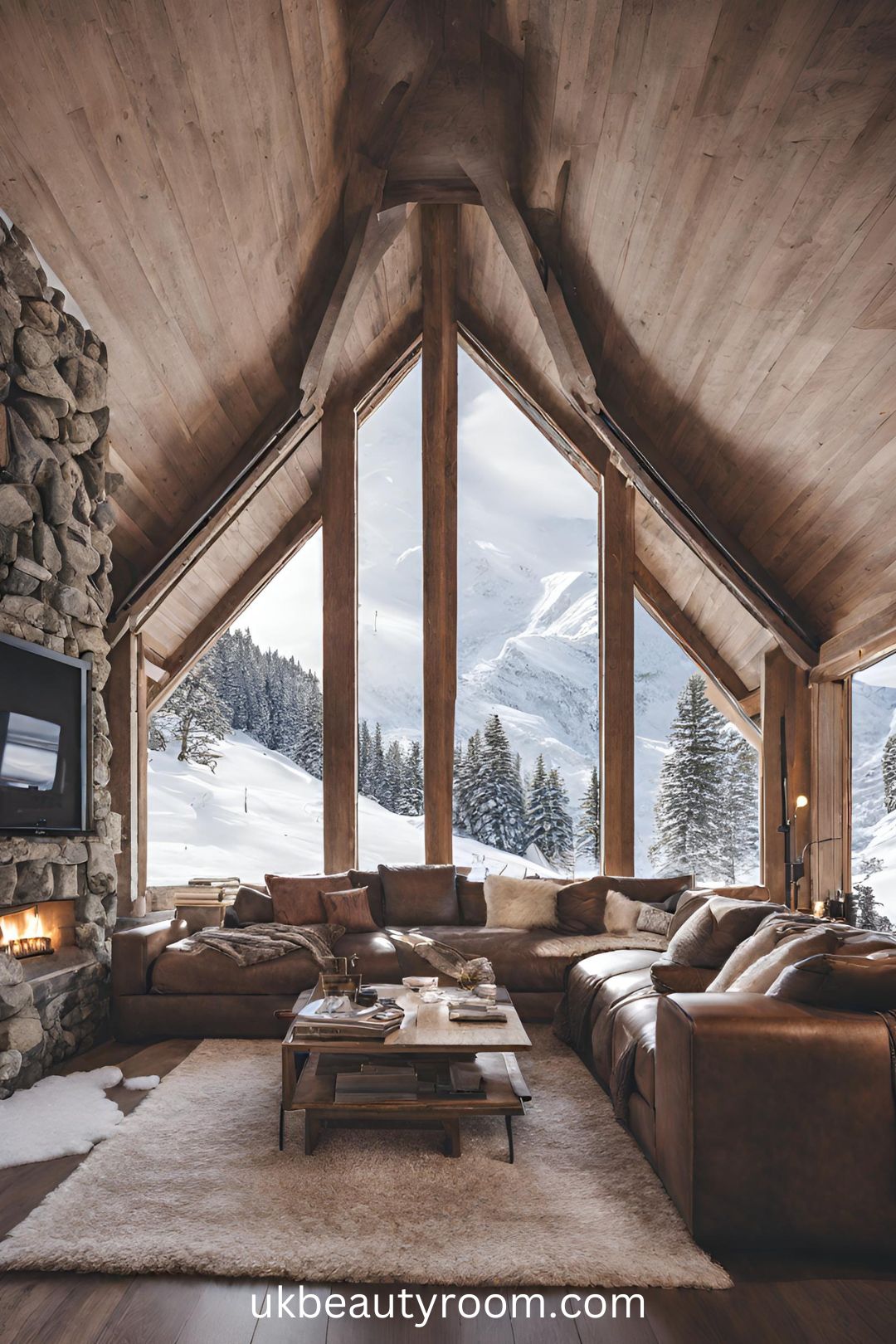 Ski Chalet Nestled in the Snowy Mountains