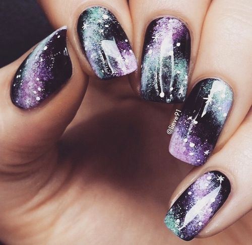 Galaxy nails, galaxy nail designs, and galaxy nail art for a gorgeous manicure