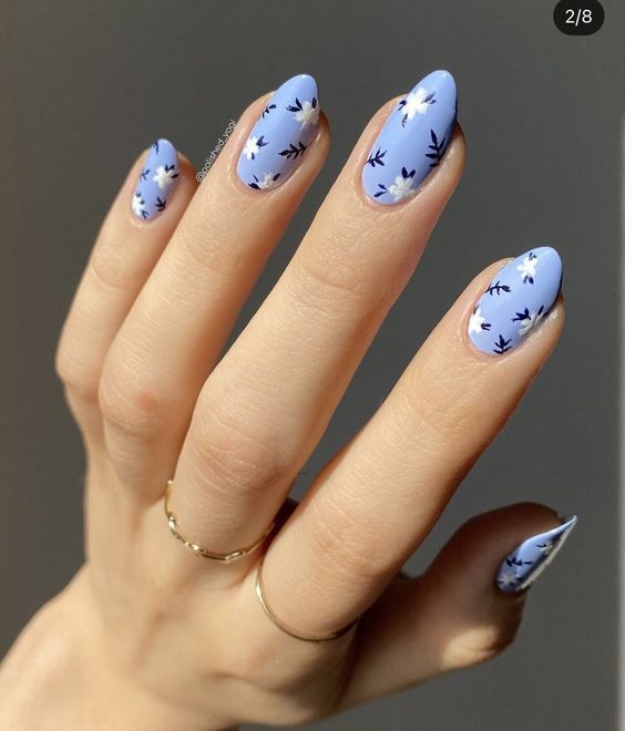 The top blue nails and blue nail ideas including light blue nails, blue acrylic nails, blue nail designs, blue nail art, trendy blue nails, royal blue nails, and short blue nails