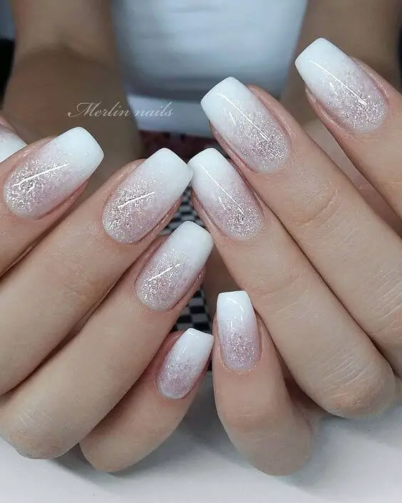 White valentine's nails