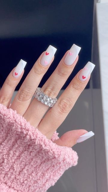 White valentine's nails