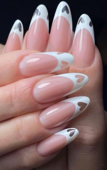 White valentine's nails