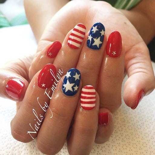 4th of July nails | red, white, and blue nails