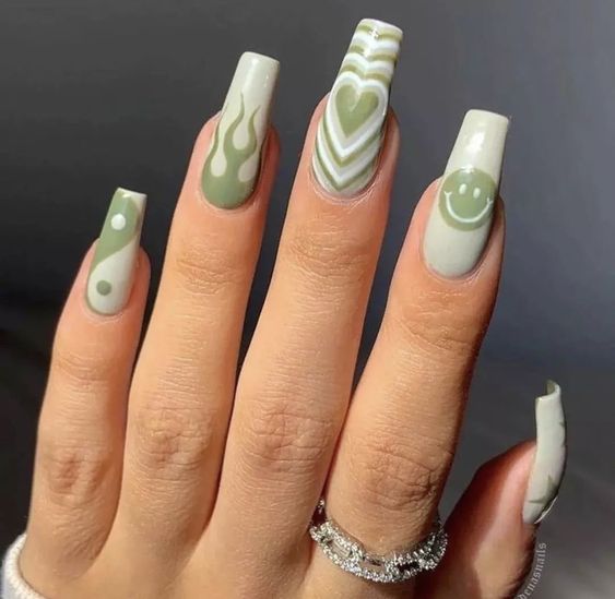 The top sage green nails and sage green nail designs to check out