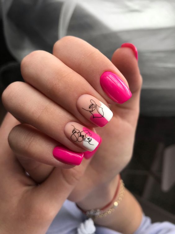 The top hot pink nails, neon pink nails, hot pink nail designs, and neon pink nail designs