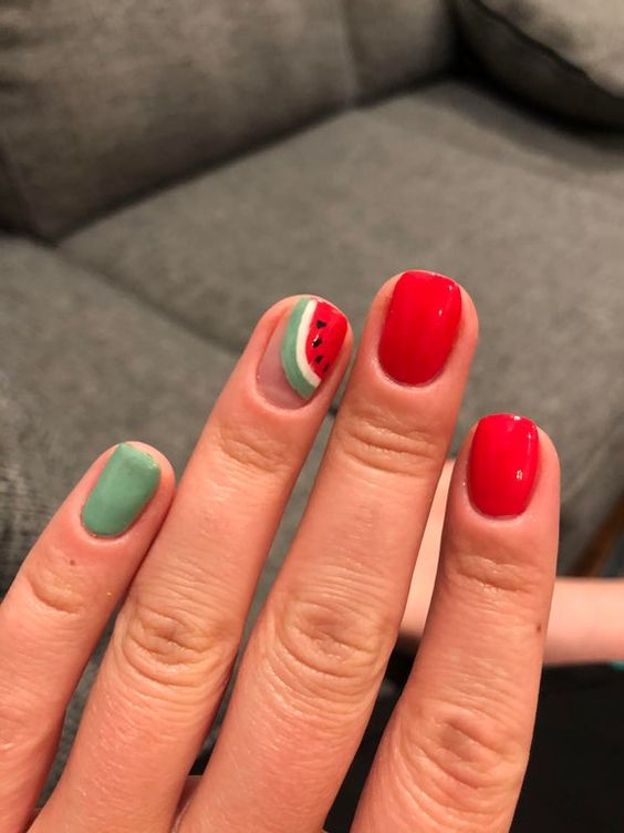 See these watermelon nails, watermelon nail art, and fruit nails 