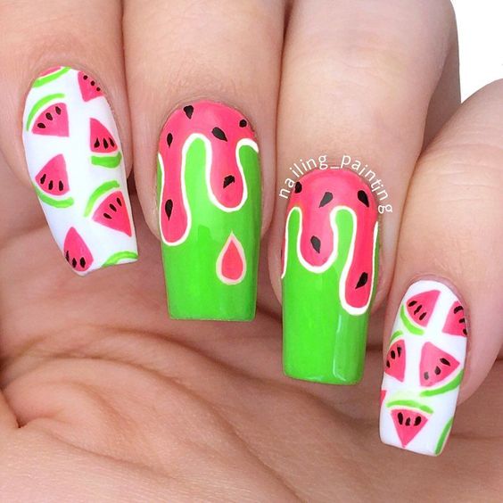 See these watermelon nails, watermelon nail art, and fruit nails 